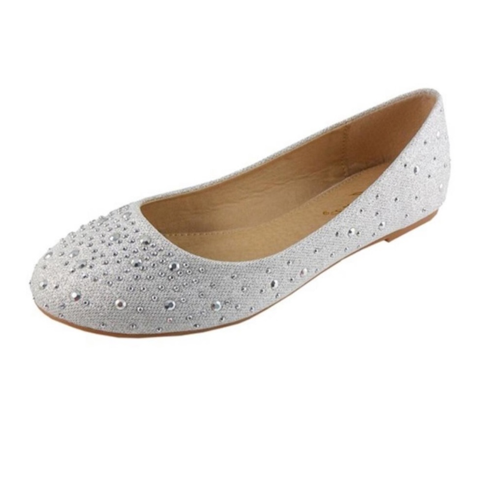 GLITTER JEWELED FLATS
